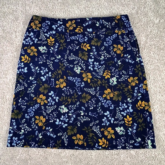 Talbots Dresses & Skirts - Talbots Womens Navy Corduroy Pencil Skirt Leaves Floral Pockets Side Zip Size 6